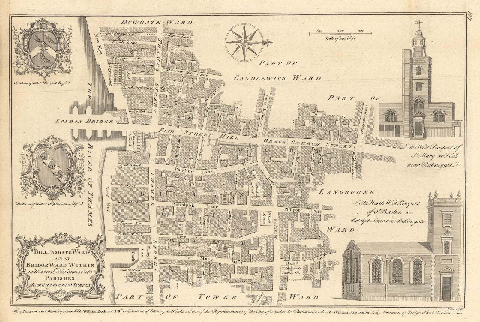 Billinsgate Ward and Bridge Ward Within… City of London. COLE 1760 old map